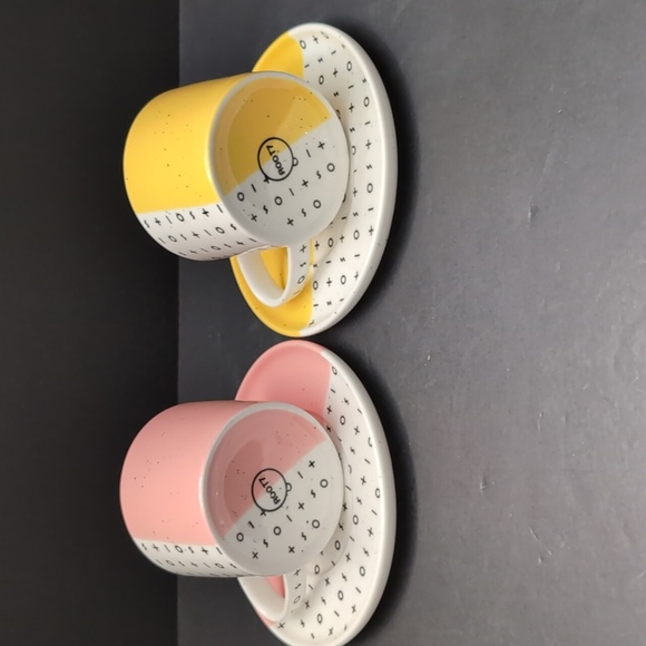 Roots 7, Dipped 2 Tone Yellow/Pink Cup And Saucer Set . - Picture 9 of 14